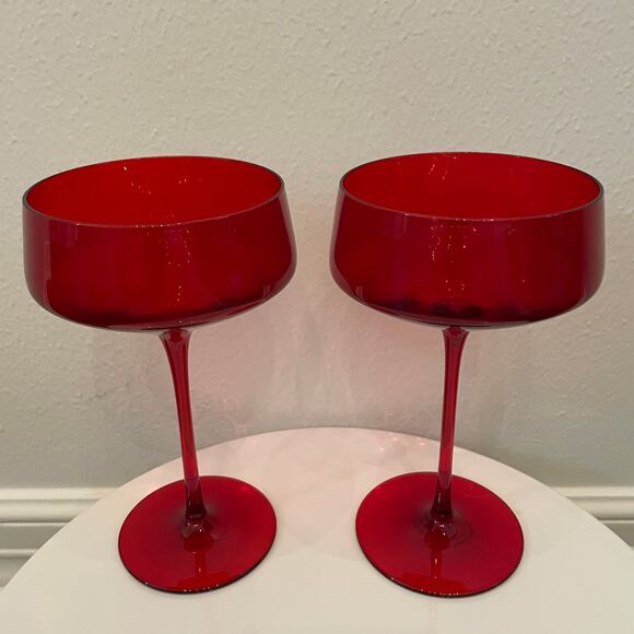 4pc Valentine Red Coupe Glasses 10oz  Holiday Cocktail Champagne Glassware New - Picture 3 of 16